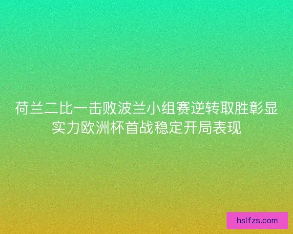 荷兰二比一击败波兰小组赛逆转取胜彰显实力欧洲杯首战稳定开局表现