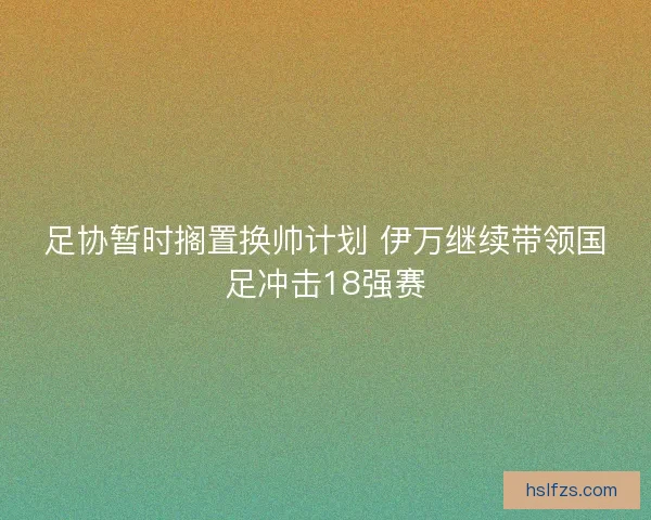 足协暂时搁置换帅计划 伊万继续带领国足冲击18强赛